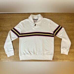 Brooks Brothers White One Button Stripes Collar Pullover Sweater Men’s XL